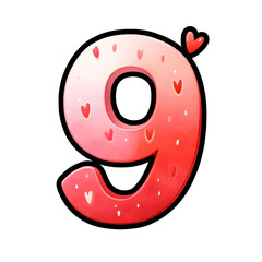 Obraz premium Red number nine