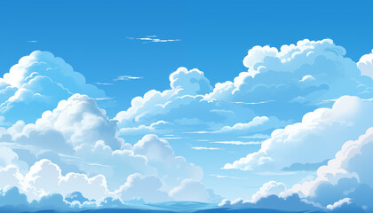 Blue sky and white clouds.