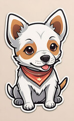 Art design in french bulldog sticker die cut of dog with minimal concept. Decorated in cartoon graphic isolated on plain background.