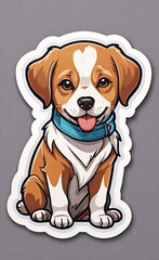 Art design in french bulldog sticker die cut of dog with minimal concept. Decorated in cartoon graphic isolated on plain background.