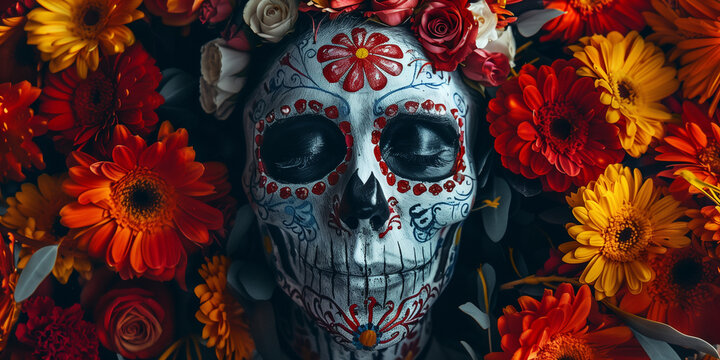 D&iacute;a de Muertos decorated skul to mexican memorial day for loved people who are gone