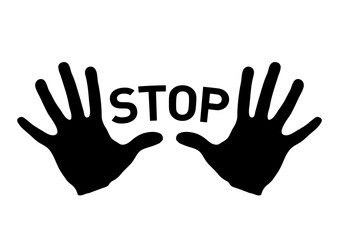 両手を広げてSTOPを促すマーク