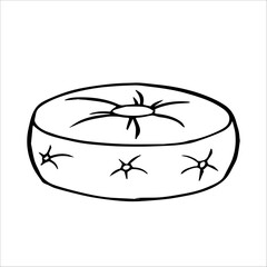 Camping equipment, hand-drawn graphics, vector picture. Travel pillow doodle.