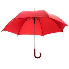 A wet red umbrella, providing shelter on a wet day. Transparent png, add your own background. - 760234735