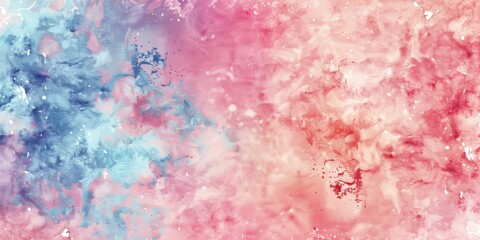 Abstract pastel pink and blue watercolor background with paint splashes and a dreamy texture.