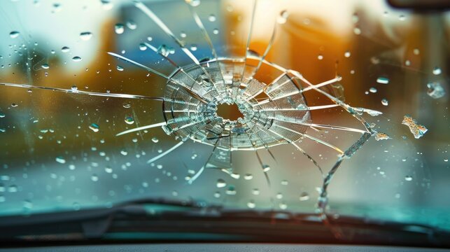 cracked glass window of car background 