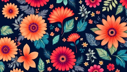 Möbelaufkleber seamless floral pattern fabric textile design for bedsheet © Muhammad