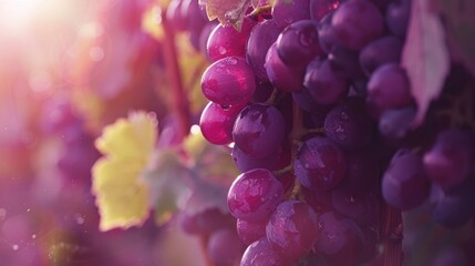 close up grapes fruit on tree when harvest