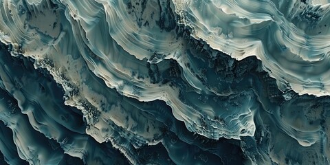 Abstract marble texture, fluid art painting with blue and white swirling patterns. Suitable for backgrounds or wallpaper. - obrazy, fototapety, plakaty
