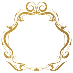 Vintage circle lines decorated with golden scrolling flowers.