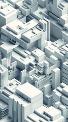 A seamless geometric pattern of futuristic city blocks from an aerial view