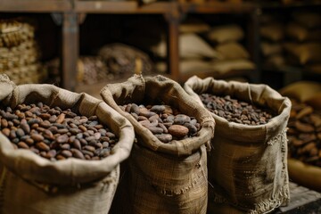 cocoa beans on sack