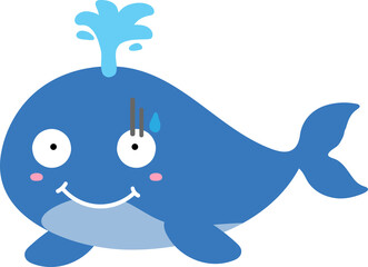 cute whale cartoon, sea animal