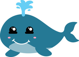 cute whale cartoon, sea animal