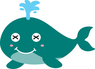 cute whale cartoon, sea animal
