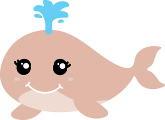 cute whale cartoon, sea animal
