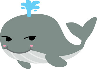 cute whale cartoon, sea animal
