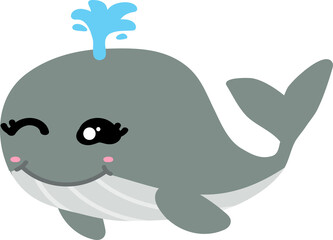 cute whale cartoon, sea animal
