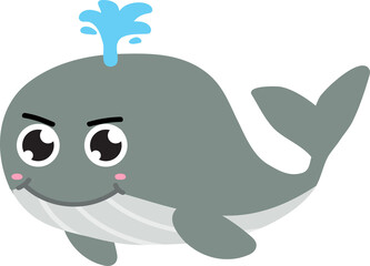 cute whale cartoon, sea animal