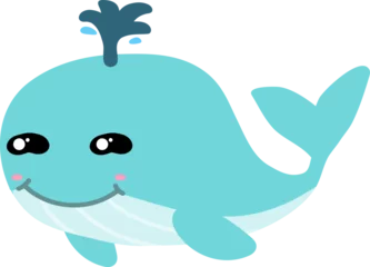 Gordijnen cute whale cartoon, sea animal © titima157