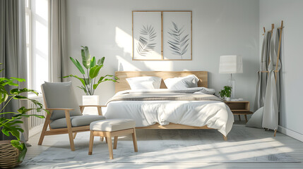 Modern Living bedRoom Interior with Comfortable bed and Stylish Furniture in a Luxury Apartment