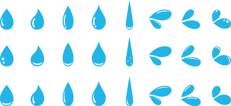Naklejki 青い様々な水の形のセット