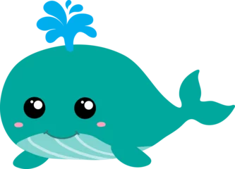 Rideaux velours Baleine cute whale cartoon, sea animal