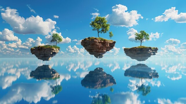 floating island with tree on sky image for amazing wallpaper