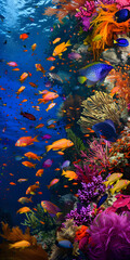 Obraz na płótnie Canvas Recife de coral submarino com vida marinha vibrante