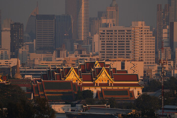 Golden pagoda at Temple of the Emerald Buddha in Bangkok, Thailand. Wat Phra Kaew and Grand palace...