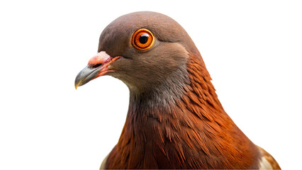 Portrait brown pigeon. isolated on transparent background.