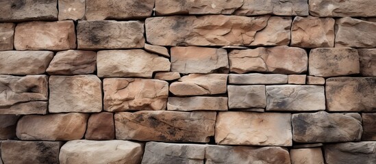 A detailed view of a stone wall constructed with numerous rectangular bricks, showcasing the sturdy and durable nature of this composite material