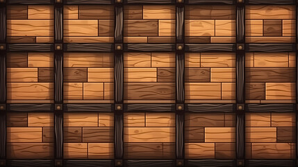 Enhance your design with an authentic pixel art background showcasing a realistic wooden crate, effortlessly adding a rustic element.