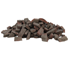 3d rendering pile of old brick rubble