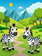 A herd of zebras grazes on a vast, sunlit African savanna.