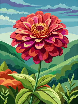 zinnia vector landscape background