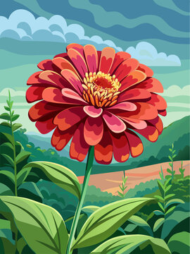 zinnia vector landscape background