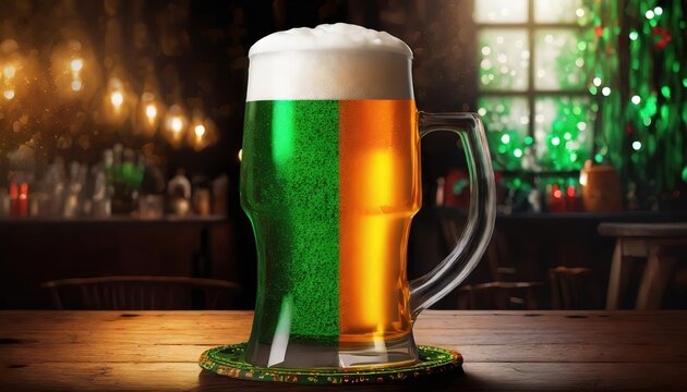 Green Beer for St. Patrick's Day Celebration at Pub