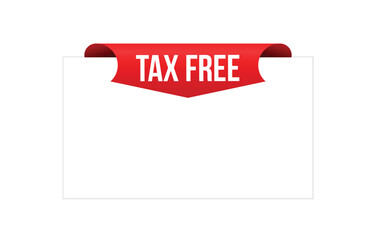 Tax free red vector banner illustration isolated on white background