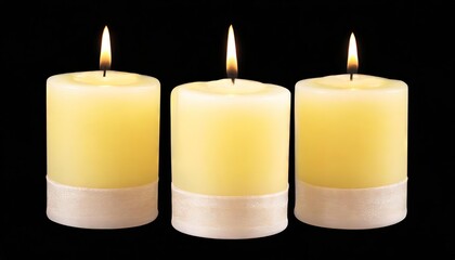 Three Lit Candles on a Black Background