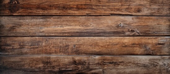 Obraz premium A closeup of a brown hardwood plank table with a beautiful wood stain pattern. The rectangle table sits on beige flooring with a blurred background