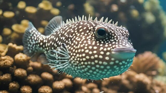A puffer fish underwater 