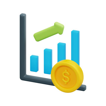 3d vector investing icon. Isolated on white background. 3d investment, business and finance concept. Cartoon minimal style. 3d stock trading icon vector render illustration.
