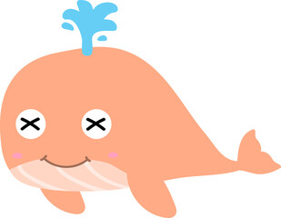 cute whale cartoon, sea animal