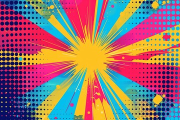 Abstract pop art comic book background with bright colors and halftone