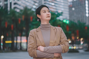 Confident Professional Woman in City Environment