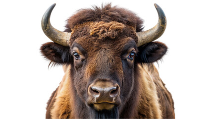 Wild bison priscus portrait. isolated on transparent background.