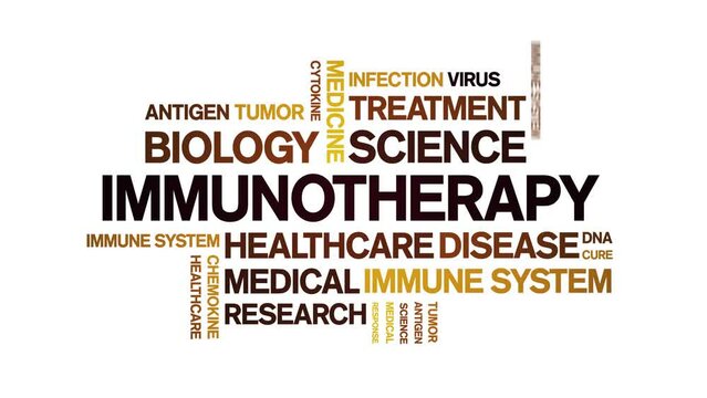 immunotherapy animated tag word cloud;text design animation kinetic typography seamless loop.