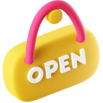 3D Icon Open Sign Illustration