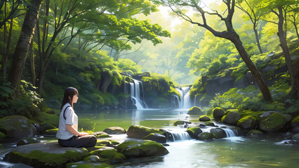 person sitting on the rocks